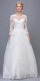 Eureka Fashion 6515 Off White Lace Wedding Ball Gown Long Sleeves Cut-Out Back