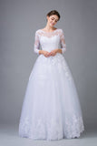Eureka Fashion 6515 White Lace Wedding Ball Gown Long Sleeves Cut-Out Back