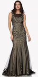 Black Sleeveless Appliqued Mermaid Evening Gown with Godets and Train