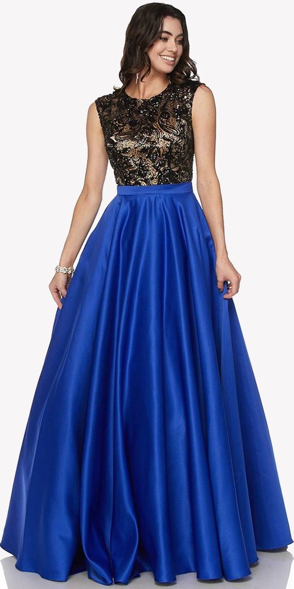 Royal Blue Sleeveless Floor Length Quinceanera Dress with Keyhole Back