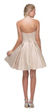 Champagne Strapless Homecoming Short Dress with Pockets