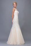 Illusion Mermaid Lace Wedding Gown Ivory/Champagne