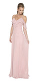 Dusty Rose A-line Long Formal Dress Ruffled Cold-Shoulder