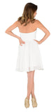Strapless Chiffon Short Off White Bridesmaid Dress Knee Length Back View
