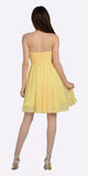 Strapless Chiffon Short Yellow Bridesmaid Dress Knee Length Back View