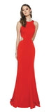 Red Floor Length Prom Dress with Cut-Out