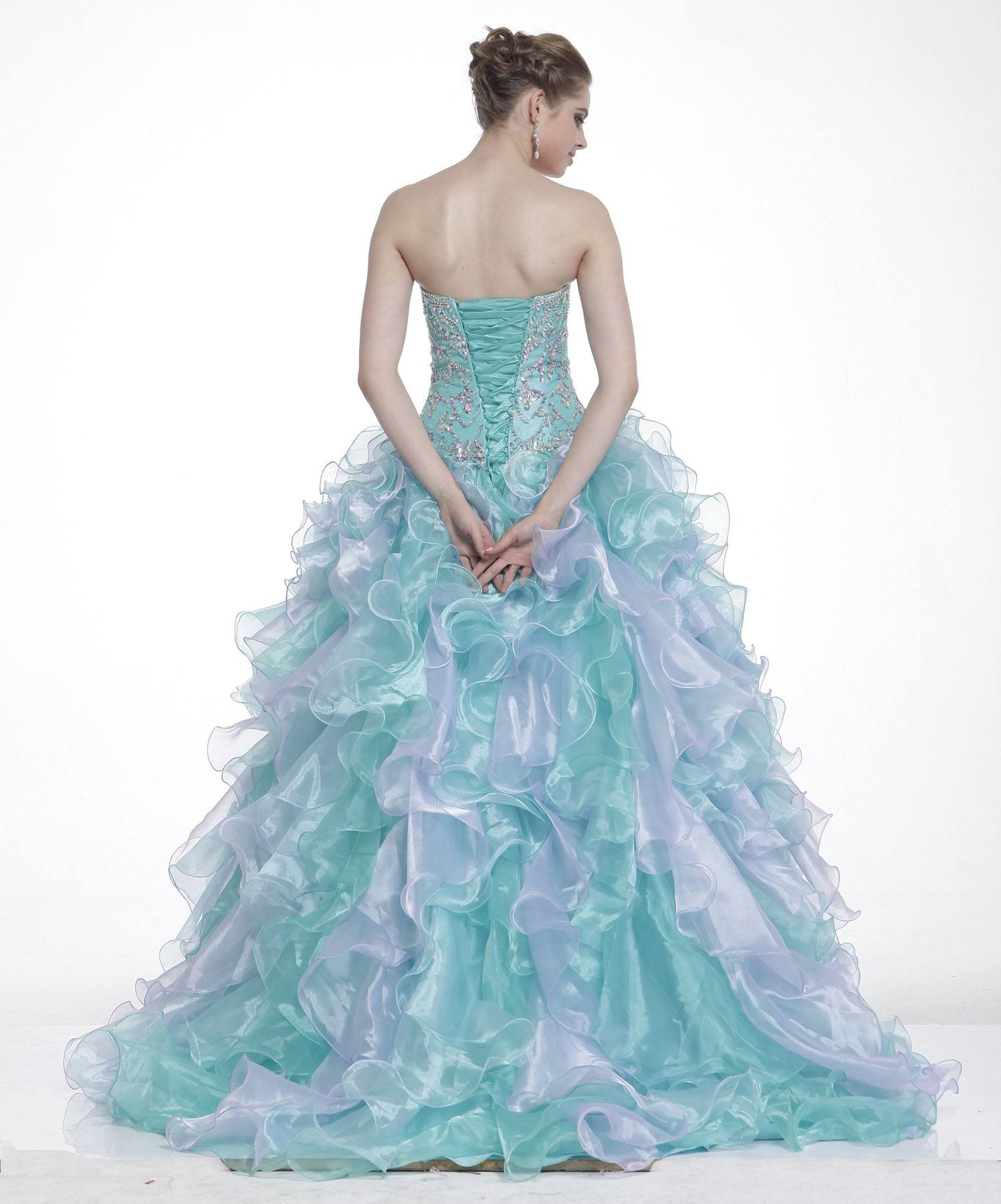 Cinderella Divine 6799 Poofy Aqua/Purple Quinceanera Gown