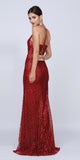 Burgundy Long Sequin Prom Dress with Strappy Back 
