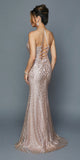 Mauve Long Sequin Prom Dress with Strappy Back 
