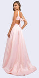 Juliet 691 Floor Length Blush Prom Dress A-Line Cut-Out Bow Back