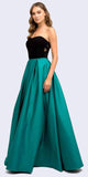 Juliet 694 Floor Length Two Tone Black/Green Sweetheart Ball Gown Style Prom Dress