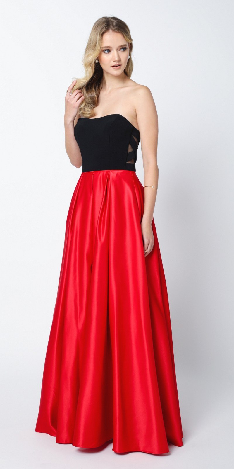 Juliet 694 Two Tone Sweetheart Ball Gown Style Prom Dress Black/Red