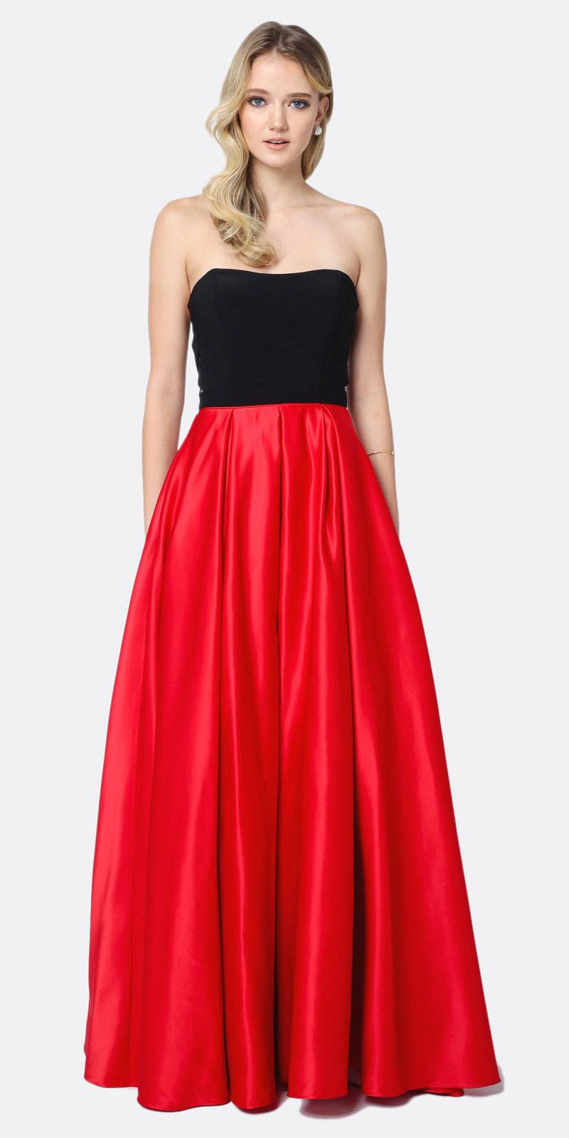 Juliet 694 Two Tone Sweetheart Ball Gown Style Prom Dress Black/Red