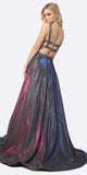 Juliet 698 Floor Length Glitter A-line Pockets Caged Back Prom Dress Magenta Purple