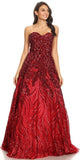 Eureka Fashion 7007 Red Strapless Sequins Prom Gown Corset Back