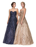 Gold Strapless Sequins Prom Gown Corset Back