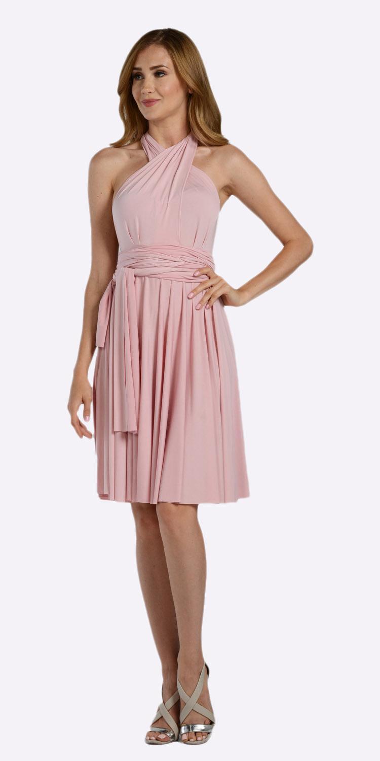 Poly USA 7020 Short Convertible Jersey Dress Blush 20 Different Looks