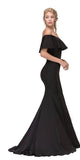 Black Off Shoulder Ruffled Bodice Mermaid Floor Length Prom Gown