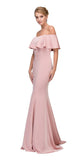 Eureka Fashion 7113 Blush Off Shoulder Ruffled Bodice Mermaid Floor Length Prom Gown