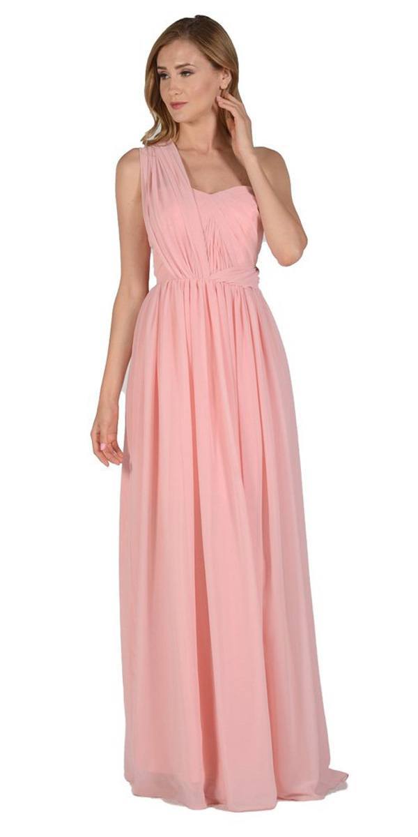 Poly USA 7156 - Long Convertible Chiffon Dress Blush 10 Different Looks