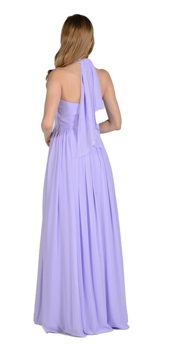 Poly USA 7156 - Long Convertible Chiffon Dress Lilac 10 Different Looks Back View