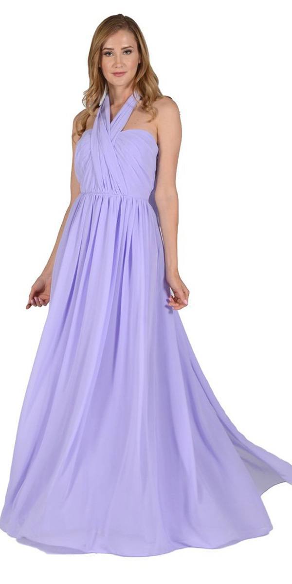 Poly USA 7156 - Long Convertible Chiffon Dress Lilac 10 Different Looks