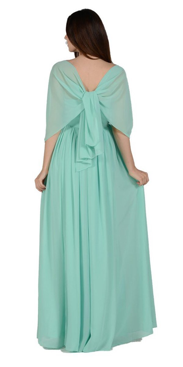 Poly USA 7156 - Long Convertible Chiffon Dress Mint 10 Different Looks Back View