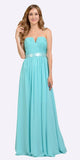 Poly USA 7164 Full Length Strapless V Notch Aqua Chiffon Formal Dress