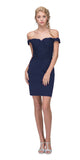 Eureka Fashion 7200 Off-the-Shoulder Short Party Dress Appliqued Bodice Navy Blue