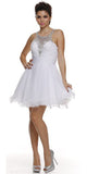 Ruched Bodice Studded Halter A Line White Sweet 16 Dress