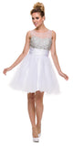 Ruched Empire Waist Illusion Neck Puffy White Prom Dress