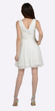 Poly USA 7290 Modest Off White Semi Formal Chiffon Dress Knee Length A Line Back View