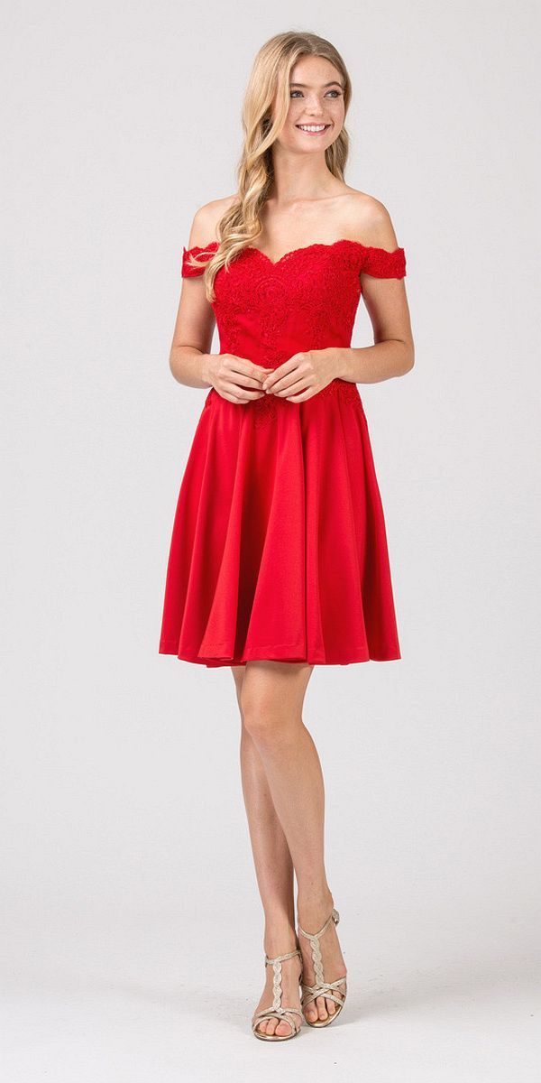 Eureka Fashion 7300 Off-Shoulder Short Homecoming Party Dress Red