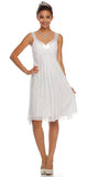 Chiffon White Dress Bridesmaid Knee Length Rhinestones Straps Gown