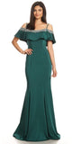 Embellished Cold-Shoulder Long Prom Dress Hunter Green