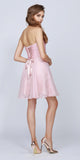 Strapless Ruched Bodice Homecoming Short Dress Rose
