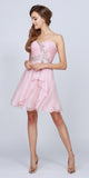 Strapless Ruched Bodice Homecoming Short Dress Rose