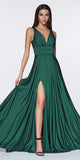 Cinderella Divine 7469 Sexy Long Prom Dress Emerald Green Evening Satin Gown