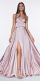 Cinderella Divine 7469 Sexy Long Prom Dress Dark Mauve Evening Satin Gown
