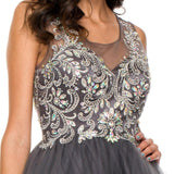 Poofy A Line Charcoal Short Homecoming Dress Tulle Embroidery