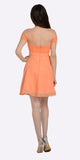 Poly USA 7518 Salmon Illusion Lace Bodice Short Sleeves Homecoming Party Dress Back View