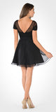 Black Illusion Lace Bodice Short Sleeves Homecoming Party Dress