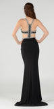 Long Sexy Prom Dress with Cut-Out Bodice Open Back and Train Black