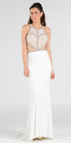 Long Sexy Prom Dress with Cut-Out Bodice Open Back and Train Off White
