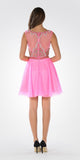Sleeveless Sweet Sixteen Dress Embellished Bodice Tulle Skirt Hot Pink