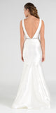 High and Low Mermaid Prom Gown V-Shape Back Embellished Waist Ivory