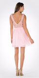 V-Neck Empire Waist Embellished Bodice Pink Party Dress Short