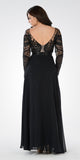 Black Long Sleeves Illusion Beaded Bodice A-line Formal Dress