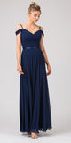 Eureka Fashion 7611 Cold-Shoulder Long Formal Dress Navy Blue