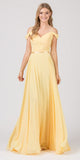 Eureka Fashion 7611 Cold-Shoulder Long Formal Dress Yellow